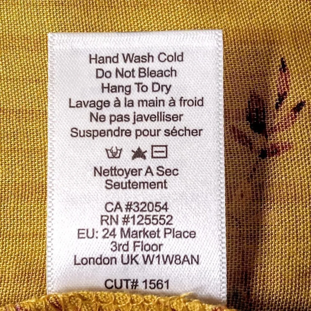 Acos&A Mustard Smocked Floral Tunic Top - Picture 5 of 5
